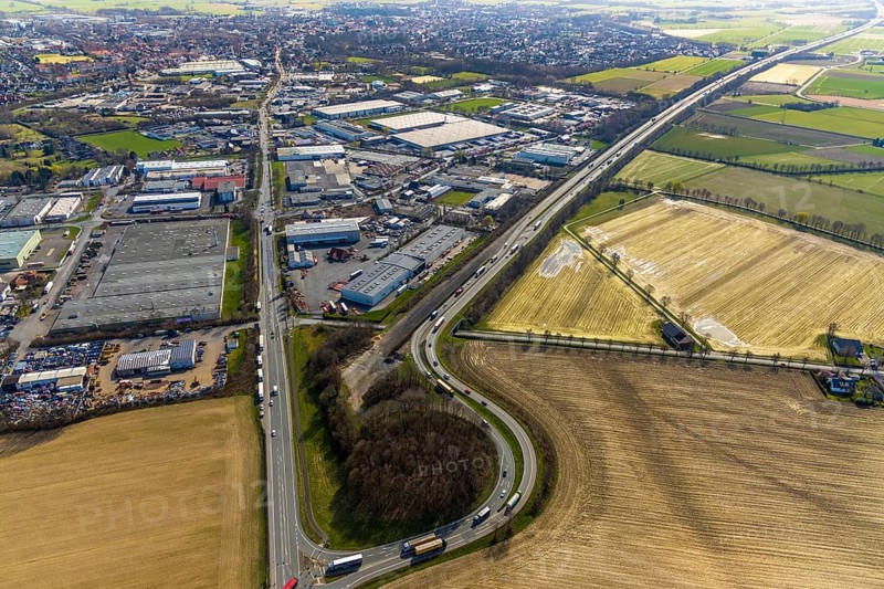 Aerial view, Hammer Straße industrial estate, Werl, North Rhine-Westphalia, Germany