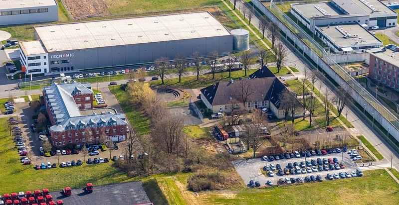 Aerial view, KonWerl Centre, Tecnamic GmbH new building, Kolping Education Centre, Werl, North Rhine-Westphalia, Germany