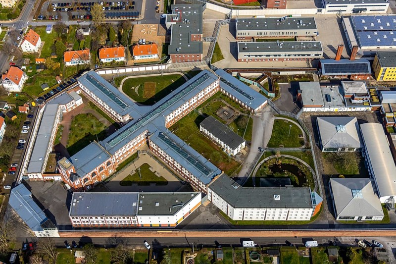 Aerial view, Werl Prison, Werl, North Rhine-Westphalia, Germany