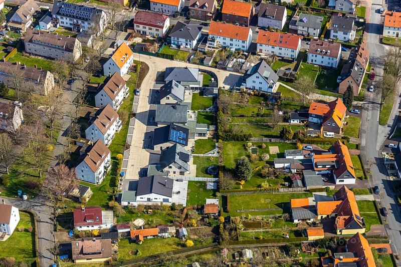 Aerial view, new residential area Kapuzinerring, Werl, North Rhine-Westphalia, Germany