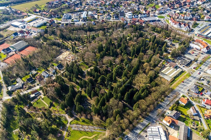 Aerial view, park cemetery, Werl, North Rhine-Westphalia, Germany