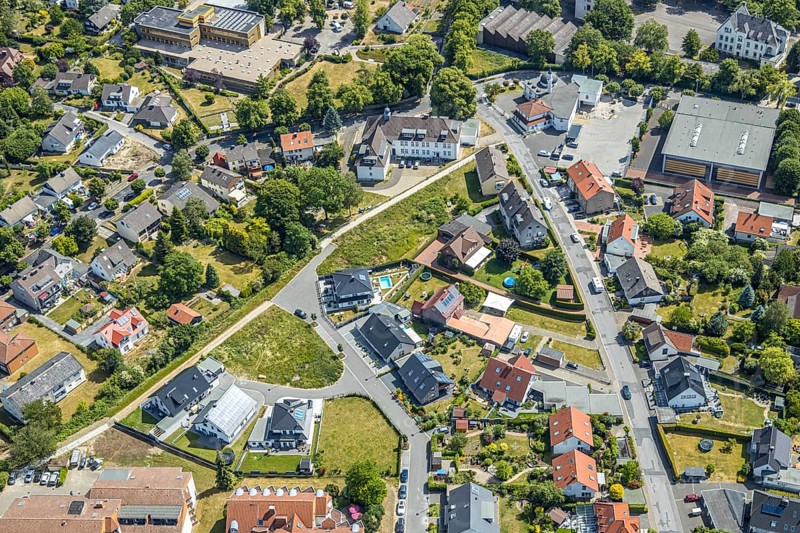Aerial view, Westuffler Weg, Haus Amadeus retirement home, Haus Mozart, Werl, Soester Börde, North Rhine-Westphalia, Germany