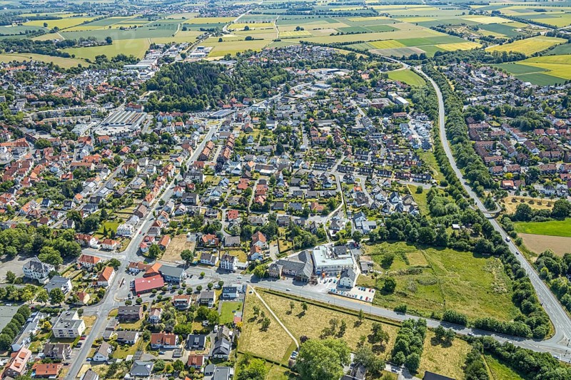Aerial view, overview, Wickeder Straße - L969, Werl, Soester Börde, North Rhine-Westphalia, Germany