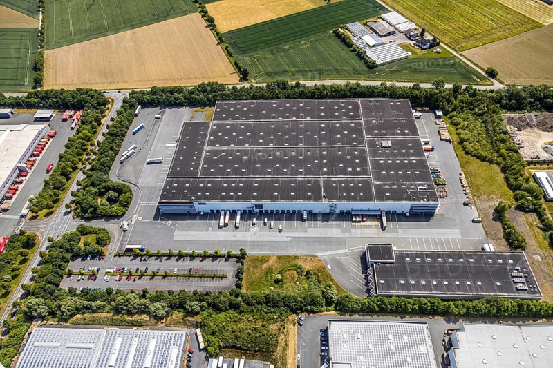 Aerial view, KonWerl industrial estate, Werl, Soester Börde, North Rhine-Westphalia, Germany