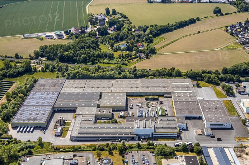 Aerial view, KonWerl industrial estate, Werl, Soester Börde, North Rhine-Westphalia, Germany
