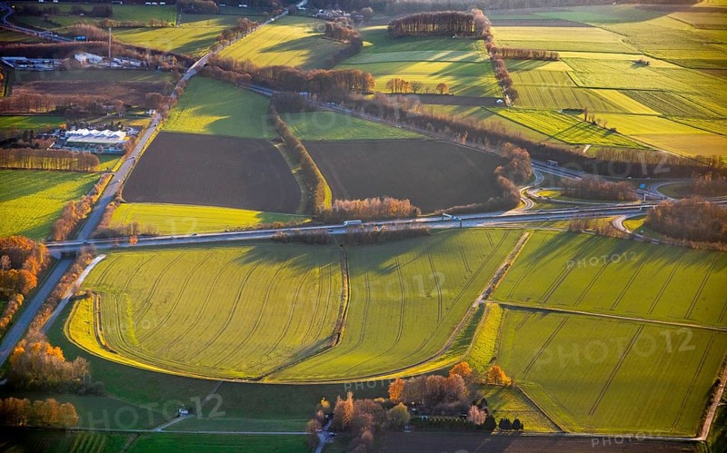 Aerial view, Wall landscape, Wickeder Straße, A44 motorway, Werl, North Rhine-Westphalia, Germany