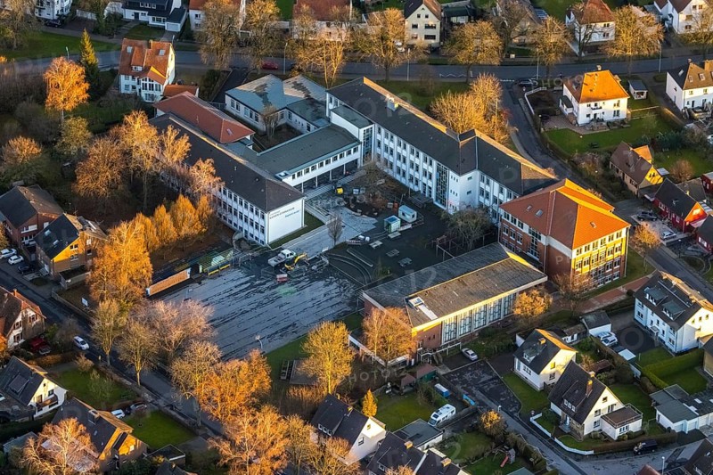Aerial view, Marien-Gymnasium, construction site, Werl, North Rhine-Westphalia, Germany