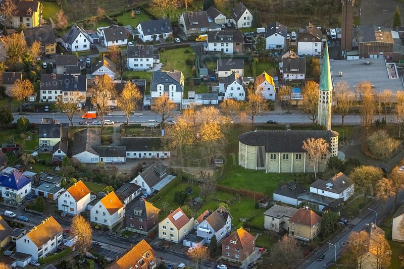 Aerial view, St Norbert's Catholic Church, Werl, North Rhine-Westphalia, Germany