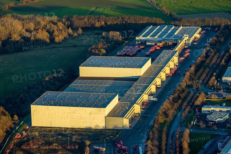 Aerial view, ATU warehouse, Hansering, Werl, North Rhine-Westphalia, Germany