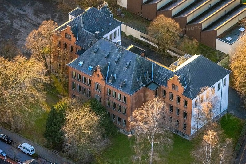 Aerial view, Overbergschule, catholic secondary school, Overberg sports hall, Werl, North Rhine-Westphalia, Germany