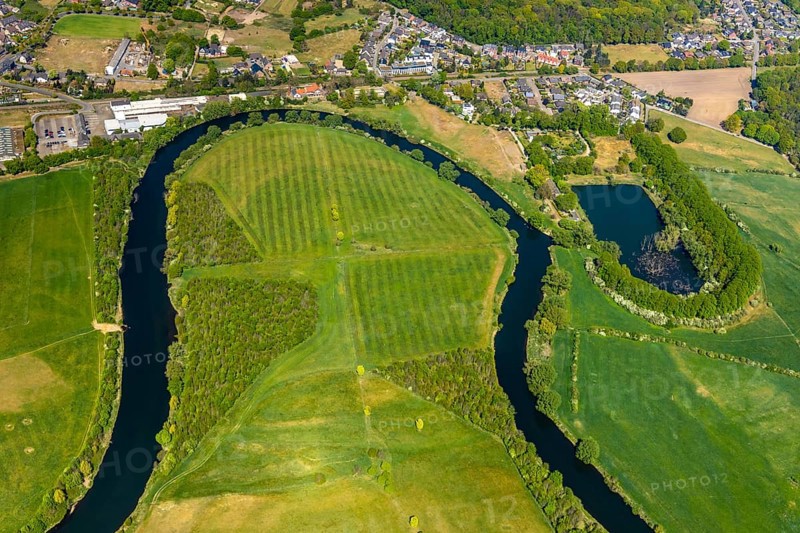 Aerial view, new mouth of the river Lippe near Wesel, Rhine, Rhine harbour, federal road connection B8 and B58, Wesel, Lower Rhine, Ruhr area, North Rhine-Westphalia, Germany