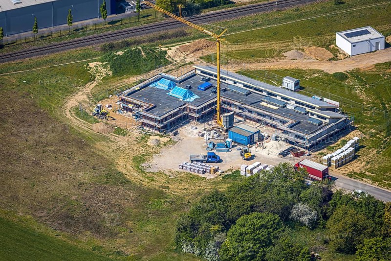 Aerial view, new day care centre Hessenweg, Hessenviertel, Feldmark, Lackhausen, Wesel, Ruhr area, Lower Rhine, North Rhine-Westphalia, Germany