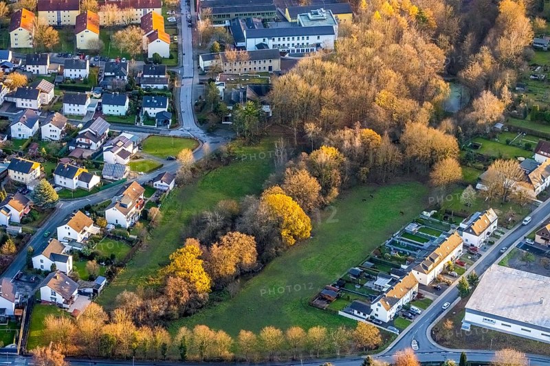Aerial view, residential area, Bauerdicks Wiese, Waltringer Weg, Wickede, Sauerland, North Rhine-Westphalia, Germany