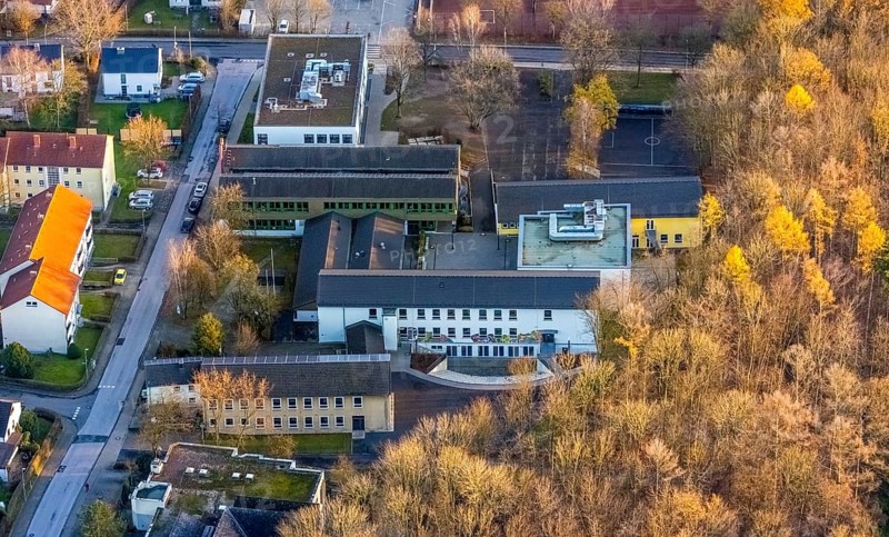 Aerial view, Gerkenschule, Wickede secondary school, Wickede, Sauerland, North Rhine-Westphalia, Germany