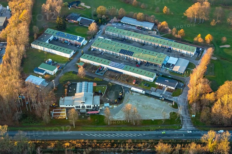 Aerial view, Westerhaar industrial estate, TÜV NORD test centre Wickede Werl, Werl, Sauerland, North Rhine-Westphalia, Germany