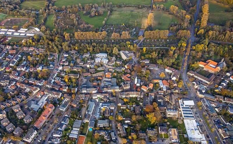 Aerial view, new development area Otto-Pankok-Straße, Saarn, Mülheim an der Ruhr, Ruhr area, North Rhine-Westphalia, Germany, construction work, construction area, construction site, building plots, construction project, construction site, DE, Europe, aerial view, aerial photography, aerial photography, new construction, overview, bird's-eye view, overview