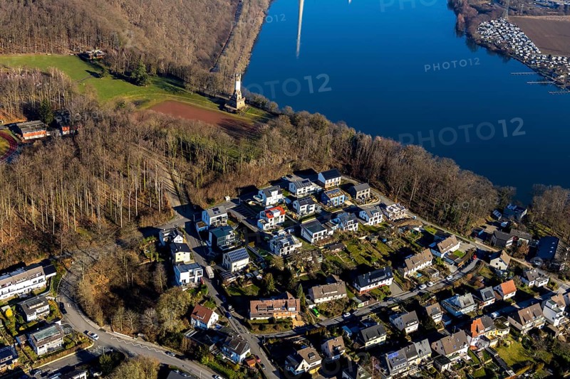 Aerial view, Harkortberg residential area, Ehrenmalweg, Harkortturm, Alt-Wetter, Wetter, Ruhr area, North Rhine-Westphalia, Germany