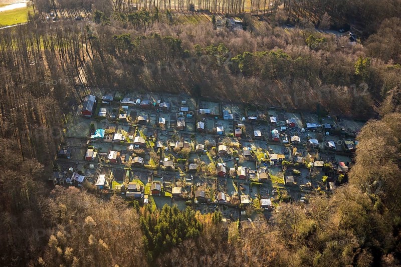 Aerial view, allotment garden association Ostland, Harkortberg, Alt-Wetter, Wetter, Ruhr area, North Rhine-Westphalia, Germany
