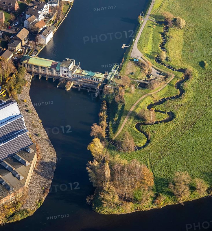 Aerial view, Harkort hydroelectric power station, Ruhr, Ruhr valley, Obergraben, Wetter, Wetter, Ruhr area, North Rhine-Westphalia, Germany