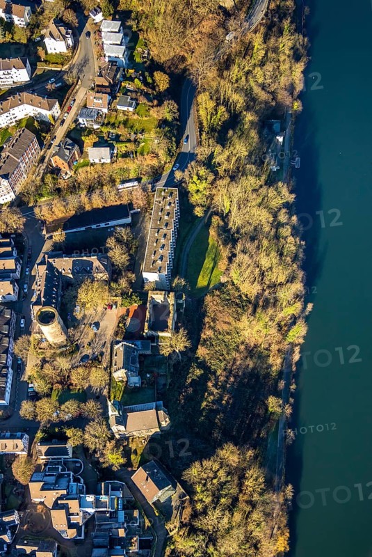Aerial view, Wetter Castle, Wetter-Freiheit Protestant Church, Alt-Wetter, Wetter, Ruhr area, North Rhine-Westphalia, Germany