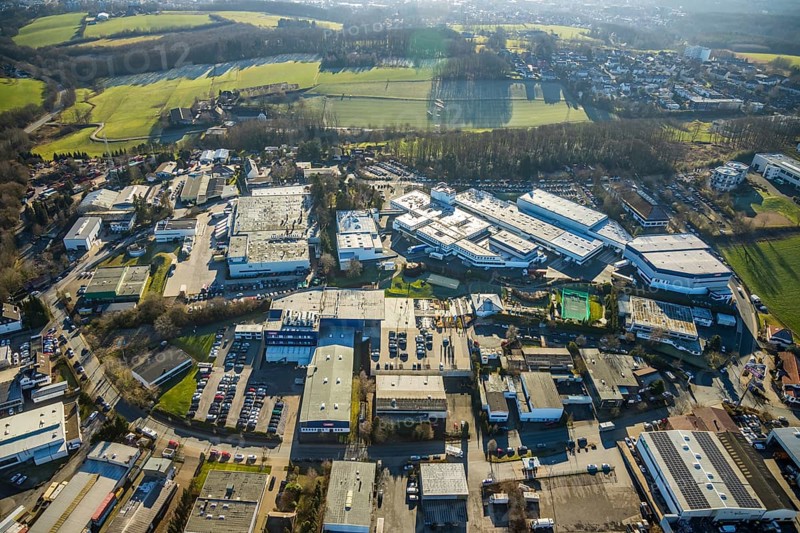 Aerial view, industrial estate Am Nielande, Altenhofer Weg, Grundschöttel, Wetter, Ruhr area, North Rhine-Westphalia, Germany