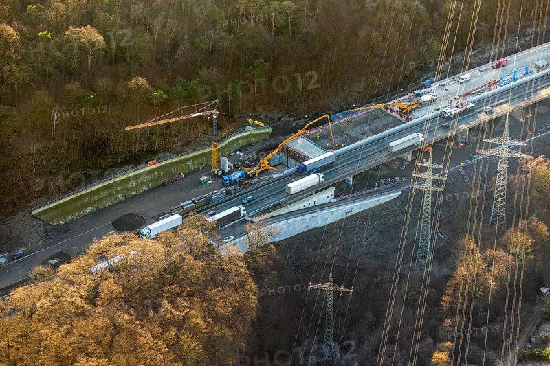 Aerial view, construction site motorway A1 viaduct, replacement construction of the viaduct, Vorhalle, Hagen, Ruhr area, North Rhine-Westphalia, Germany