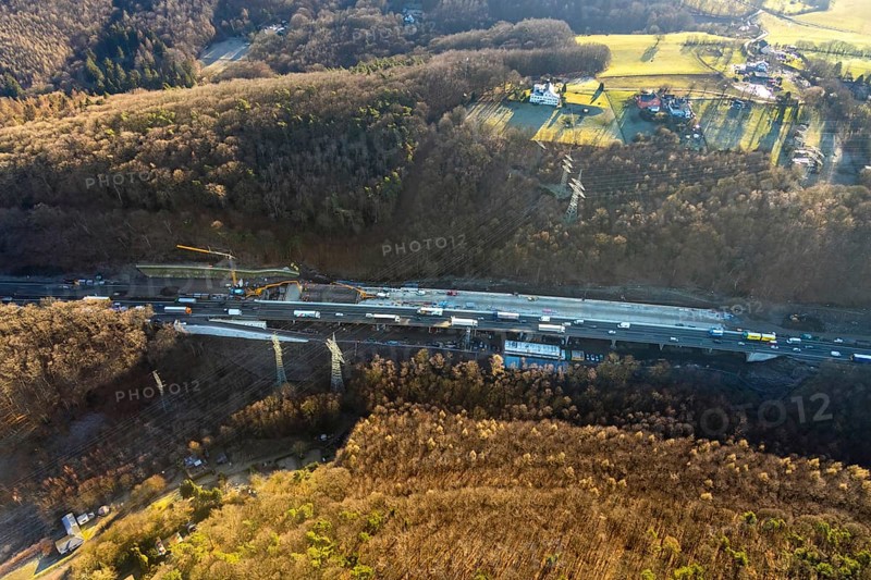 Aerial view, construction site motorway A1 viaduct, replacement construction of the viaduct, Vorhalle, Hagen, Ruhr area, North Rhine-Westphalia, Germany