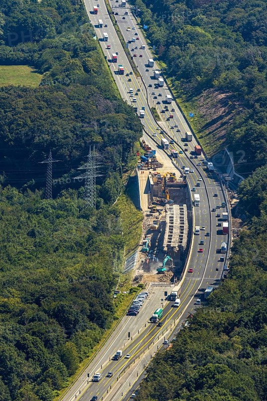 Aerial view, construction site motorway A1 viaduct, replacement construction of the viaduct, Vorhalle, Vorhalle, Hagen, Ruhr area, North Rhine-Westphalia, Germany