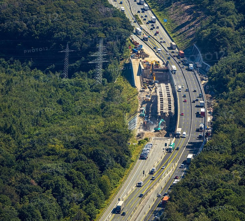 Aerial view, construction site motorway A1 viaduct, replacement construction of the viaduct, Vorhalle, Vorhalle, Hagen, Ruhr area, North Rhine-Westphalia, Germany