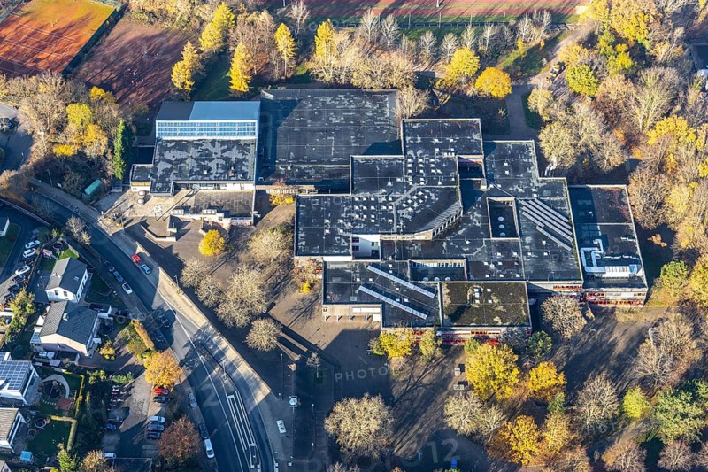 Aerial view, Geschwister-Scholl-Gymnasium, Volmarstein, Wetter, Ruhr area, North Rhine-Westphalia, Germany