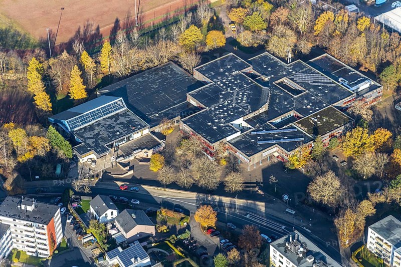 Aerial view, Geschwister-Scholl-Gymnasium, Volmarstein, Wetter, Ruhr area, North Rhine-Westphalia, Germany