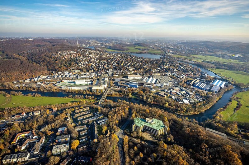 Aerial view, overview Wetter, Harkortsee, Ruhr, Ruhr Valley, Obergraben, Wetter, Ruhr area, North Rhine-Westphalia, Germany