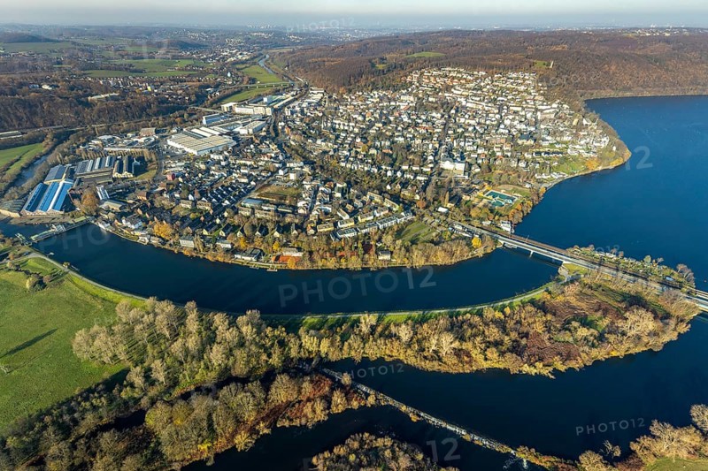 Aerial view, overview Wetter, Harkortsee, Ruhr, Ruhr Valley, Obergraben, Wetter, Ruhr area, North Rhine-Westphalia, Germany
