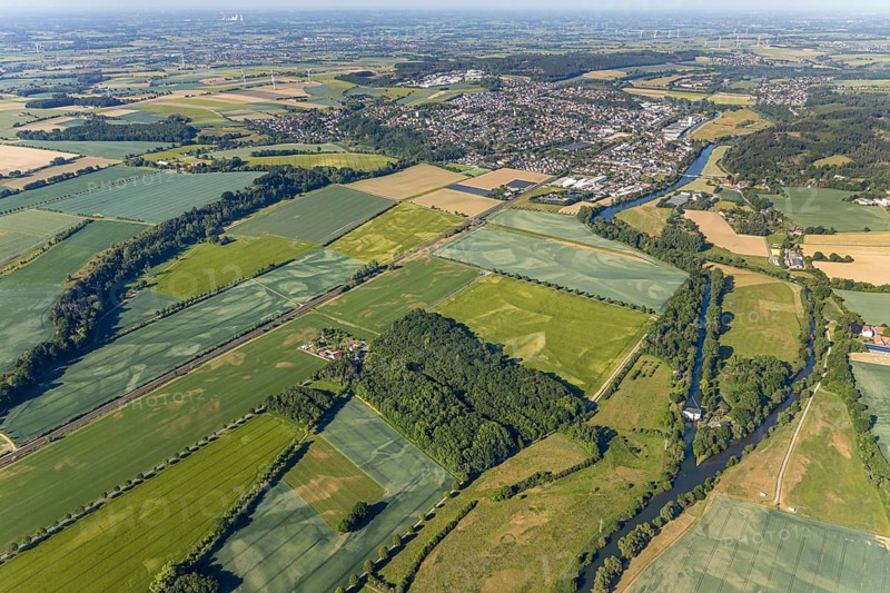 Aerial photograph, Warmen Obergraben run-of-river power station, Ruhr river, Wickede (Ruhr), North Rhine-Westphalia, Germany