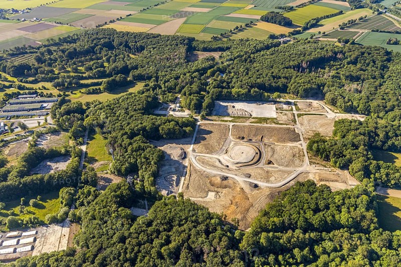 Aerial view, Werl city forest, construction area, Werl, North Rhine-Westphalia, Germany