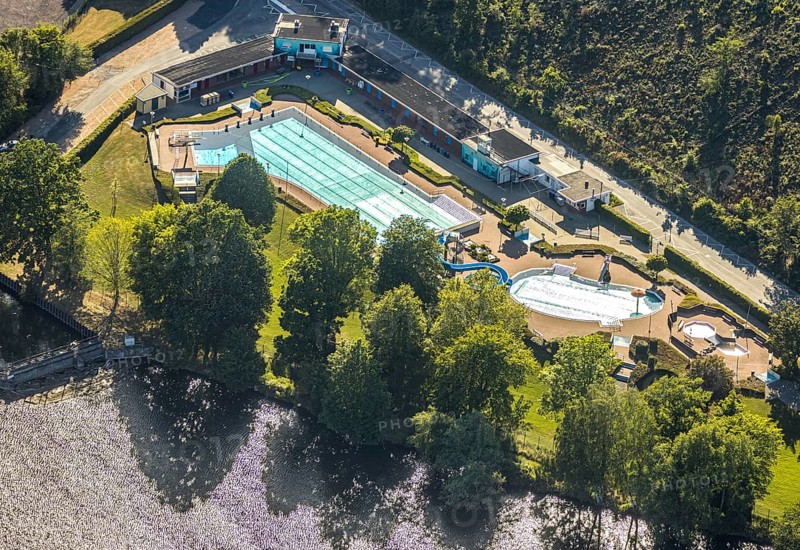 Aerial view, Wickede outdoor pool, Wickede (Ruhr), North Rhine-Westphalia, Germany
