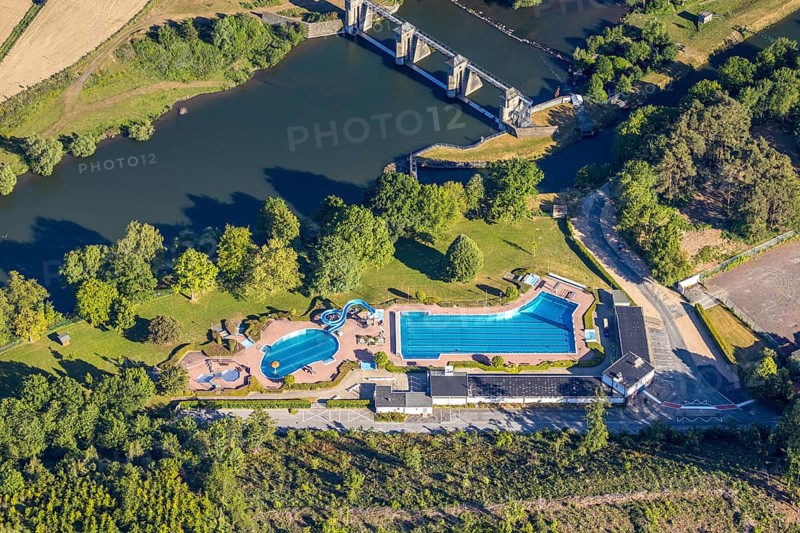 Aerial view, Wickede outdoor pool, Wickede (Ruhr), North Rhine-Westphalia, Germany