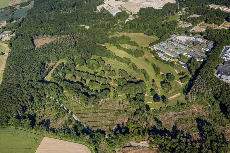 Aerial photo, TÜV NORD test centre Wickede Werl, Relax power station, golf course Golfclub-Werl, Werl, North Rhine-Westphalia, Germany