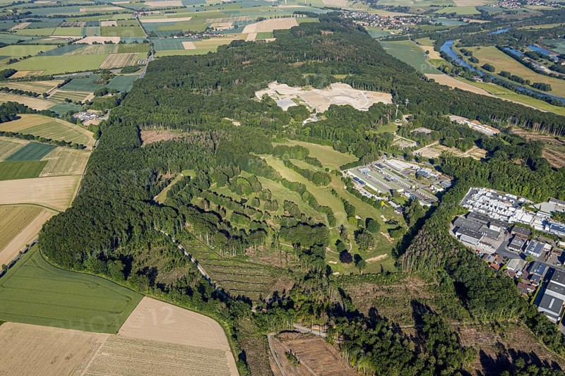 Aerial photo, TÜV NORD test centre Wickede Werl, Relax power station, Golfclub-Werl golf course, North Rhine-Westphalia, Germany