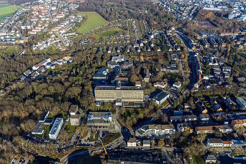 Aerial view, Protestant Hospital Witten, extension Pferdebachstraße, Witten-Mitte, Witten, Ennepe-Ruhr district, Ruhr area, North Rhine-Westphalia, Germany