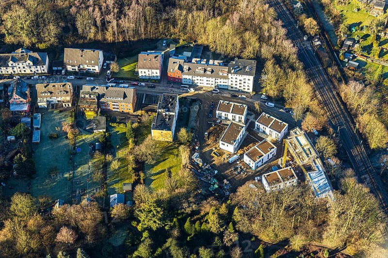 Aerial view, construction site and new development area Wohnen Am Park, Ledderken, Witten-Mitte, Witten, Ennepe-Ruhr district, Ruhr area, North Rhine-Westphalia, Germany