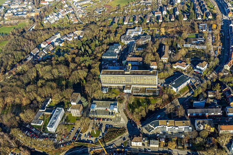 Aerial view, Protestant Hospital Witten, extension Pferdebachstraße, Witten-Mitte, Witten, Ennepe-Ruhr district, Ruhr area, North Rhine-Westphalia, Germany