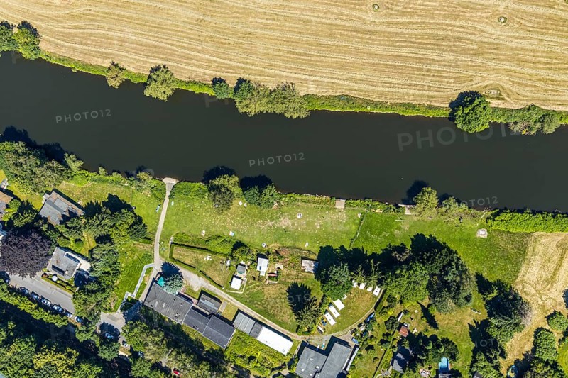 Aerial view, river Ruhr, possible natural outdoor pool on the riverside road, Witten, Ennepe-Ruhr district, Ruhr area, North Rhine-Westphalia, Germany