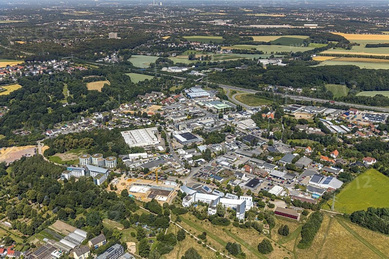 Aerial view, construction site of new campus building, Witten Herdecke University, Witten, Ennepe-Ruhr district, Ruhr area, North Rhine-Westphalia, Germany