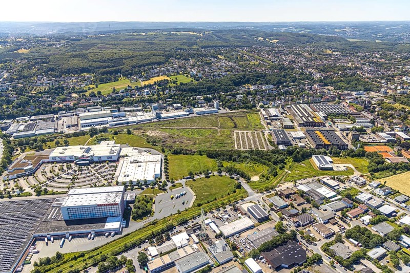 Aerial view, Stockumer Straße industrial estate, Witten Industry and Technology Park, WITG, Ostermann furniture store, Witten, Ennepe-Ruhr district, Ruhr area, North Rhine-Westphalia, Germany