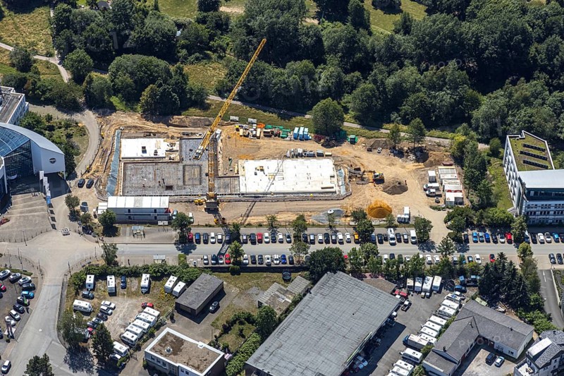 Aerial view, construction site of new campus building, Witten Herdecke University, Witten, Ennepe-Ruhr district, Ruhr area, North Rhine-Westphalia, Germany