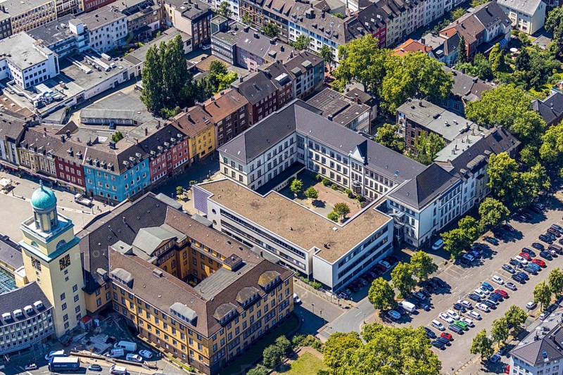 Aerial view, Witten Town Hall, Schiller Grammar School, Witten, Ennepe-Ruhr district, Ruhr area, North Rhine-Westphalia, Germany