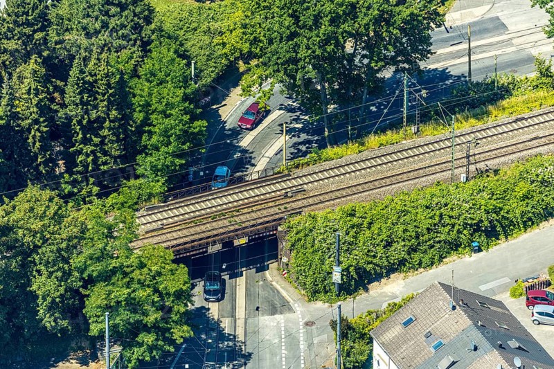 Aerial view, maintenance work on the DB Bochumer Straße bridge, extension of tram line 310, Witten, Ennepe-Ruhr district, Ruhr area, North Rhine-Westphalia, Germany