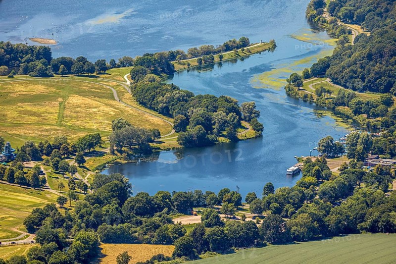 Aerial view, Lake Kemnader, Witten, Ennepe-Ruhr district, Ruhr area, North Rhine-Westphalia, Germany