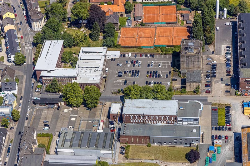 Aerial view, Stockumer Straße industrial estate, Ruhrpumpen, SMS Meer Group, Wittener Industrie und Technologie Park, WITG, Witten, Ennepe-Ruhr-Kreis, Ruhr area, North Rhine-Westphalia, Germany
